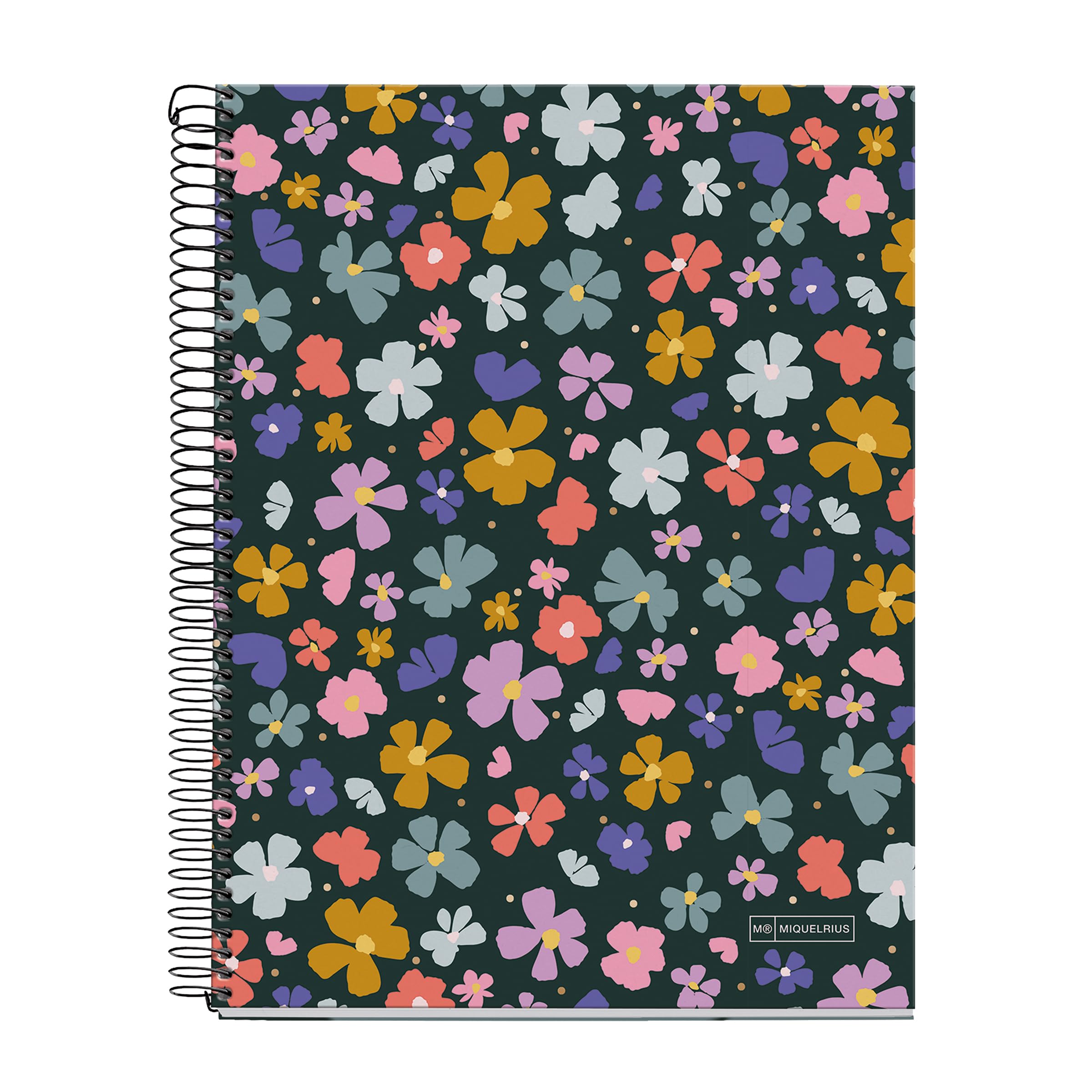Miquelrius - A4 notebook, 5 mm grid, hardcover notebook, A4 notebook with 120 micro-perforated sheets, A4 notebook with 4 colours to organize, Extra Opaque paper 70 g/m², 4 holes for filing