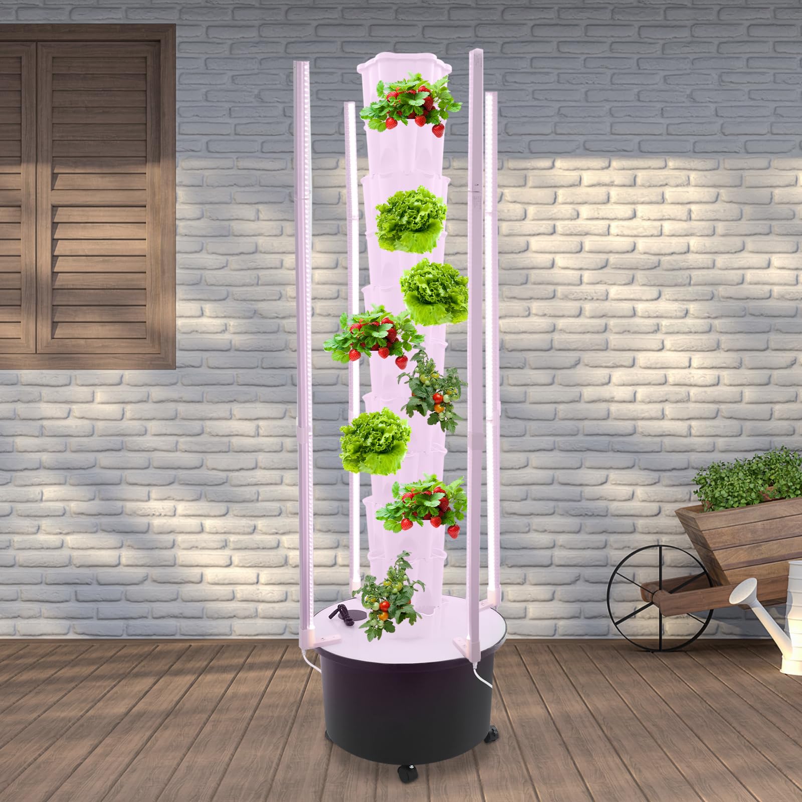 Tour hydroponique à 10 étages avec lumière LED et roues, système hydroponique de 60 plantes, kit de culture de jardin intérieur pour légumes, herbes, jardinage vertical économe en eau