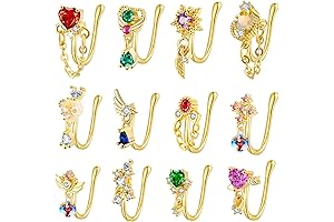SEENI 12 PCS Fake Spectrum Nose Ring Ear Cuff Non Piercing Fake Nose Cuff