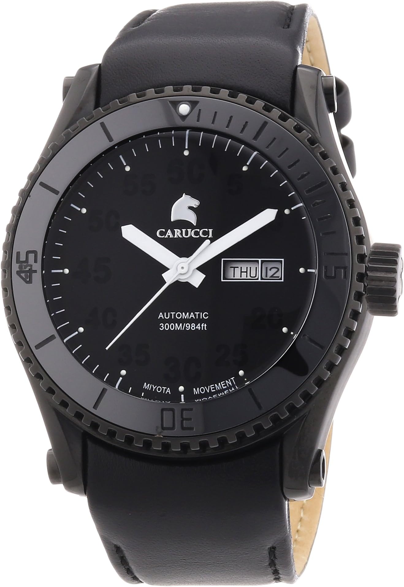 Carucci Watches Men's Automatic Watch Tarent CA2196BK-BK with Leather Strap