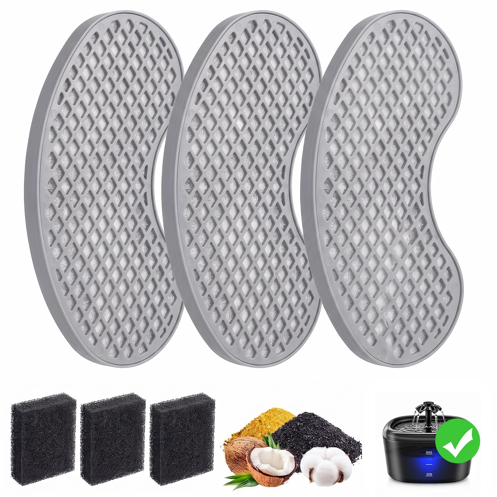 3 * 3 Filters for Cat Water Fountain Pet Water Dispenser