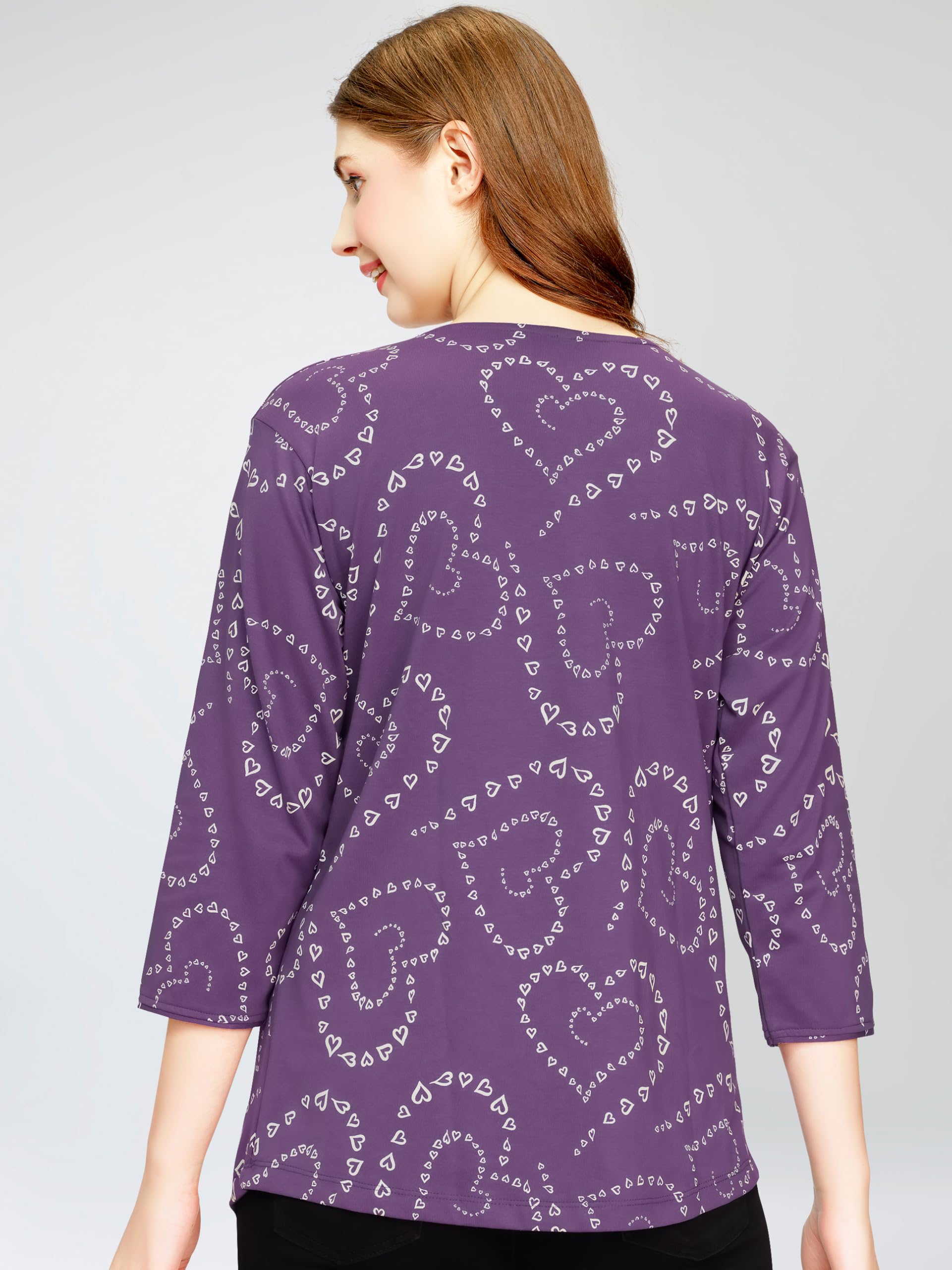 ZEYO Women's Cotton Violet Maternity Top Heart Printed Feeding T-Shirt 5815 - Image 5 thumbnail