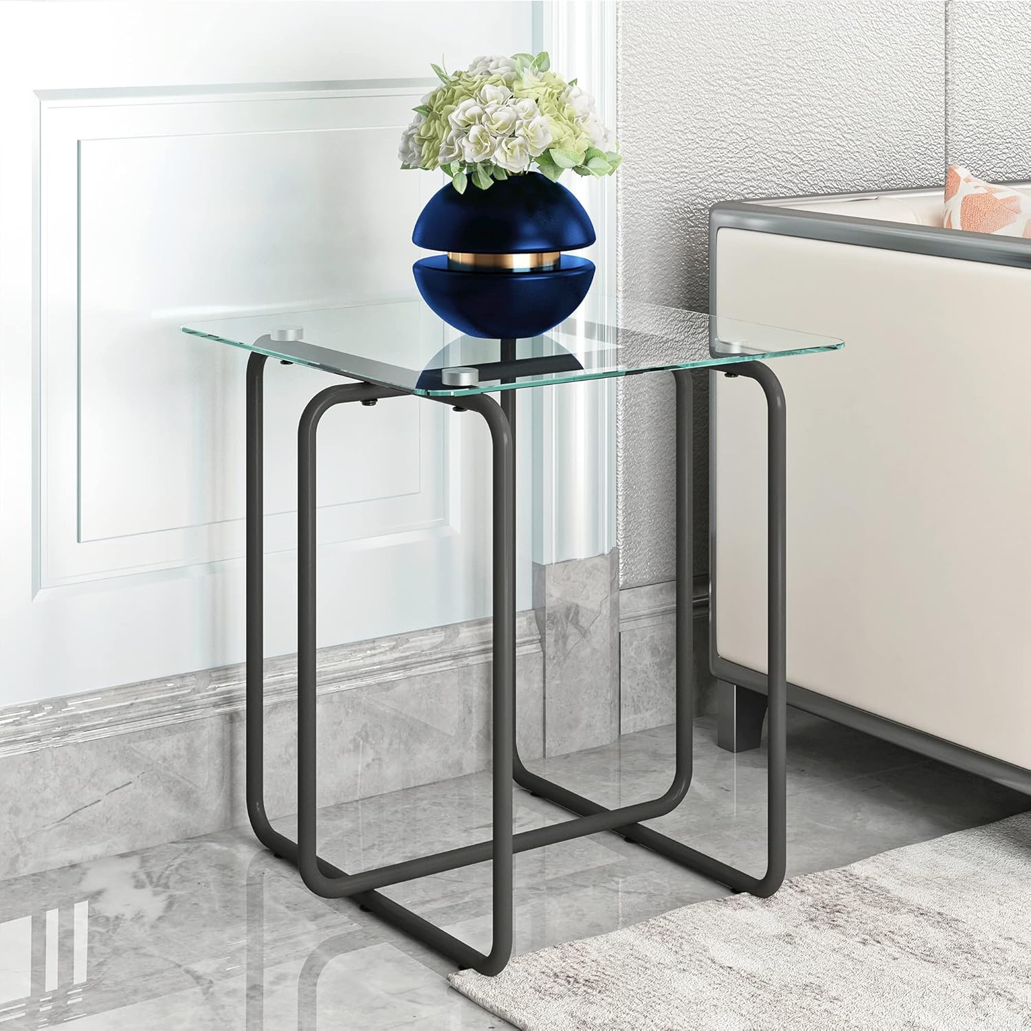 Glass End Table Modern Sofa Side Tables Small Coffee Table
