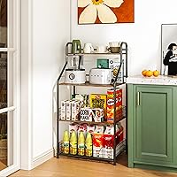 Vista 7 de Sonyabecca Soporte de microondas con almacenamiento de 4 niveles, estantes para panaderos para cocinas, carrito de microondas para barra de café