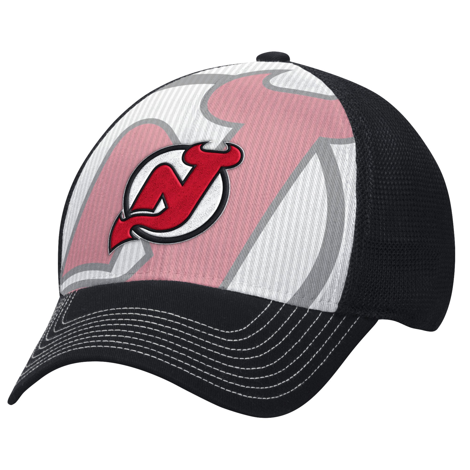 Reebok NHL New Jersey s Men's Face-Off Formation Structured Flex Cap, Large/X-Large, Black