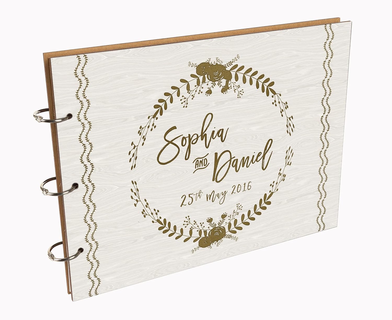 Darling Souvenir Personalized Engraved Laser Cut Wedding Guest Book Wooden Cover Sign-in Book Registry Guestbook Scrapbook-X2