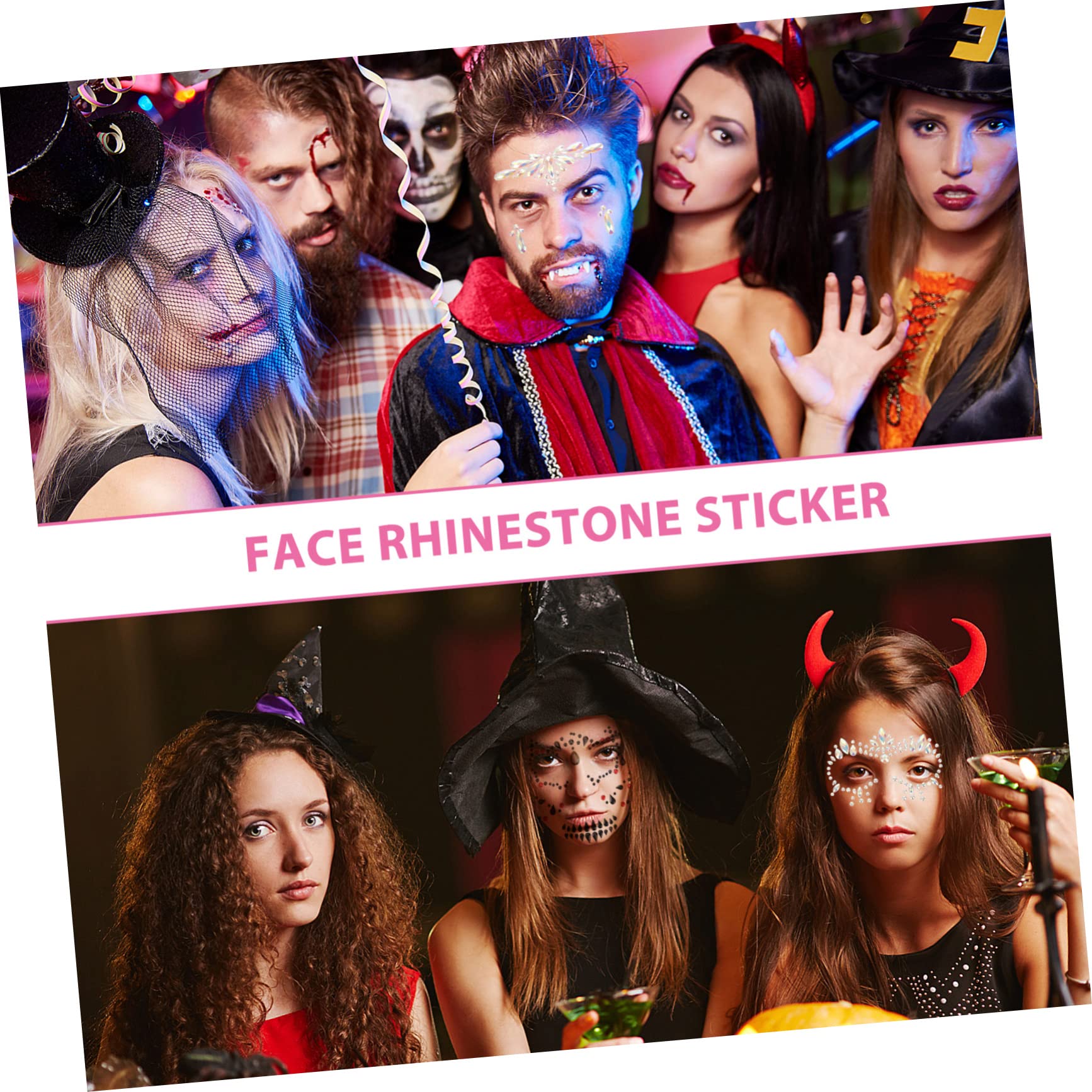 FRCOLOR 15blätter Glow in The Dark Face Gems Tattoos Rhinestone Stickers Für Halloween Festivals Und Partys Temporäre Gesichtstätowierungen Für Erwachsene