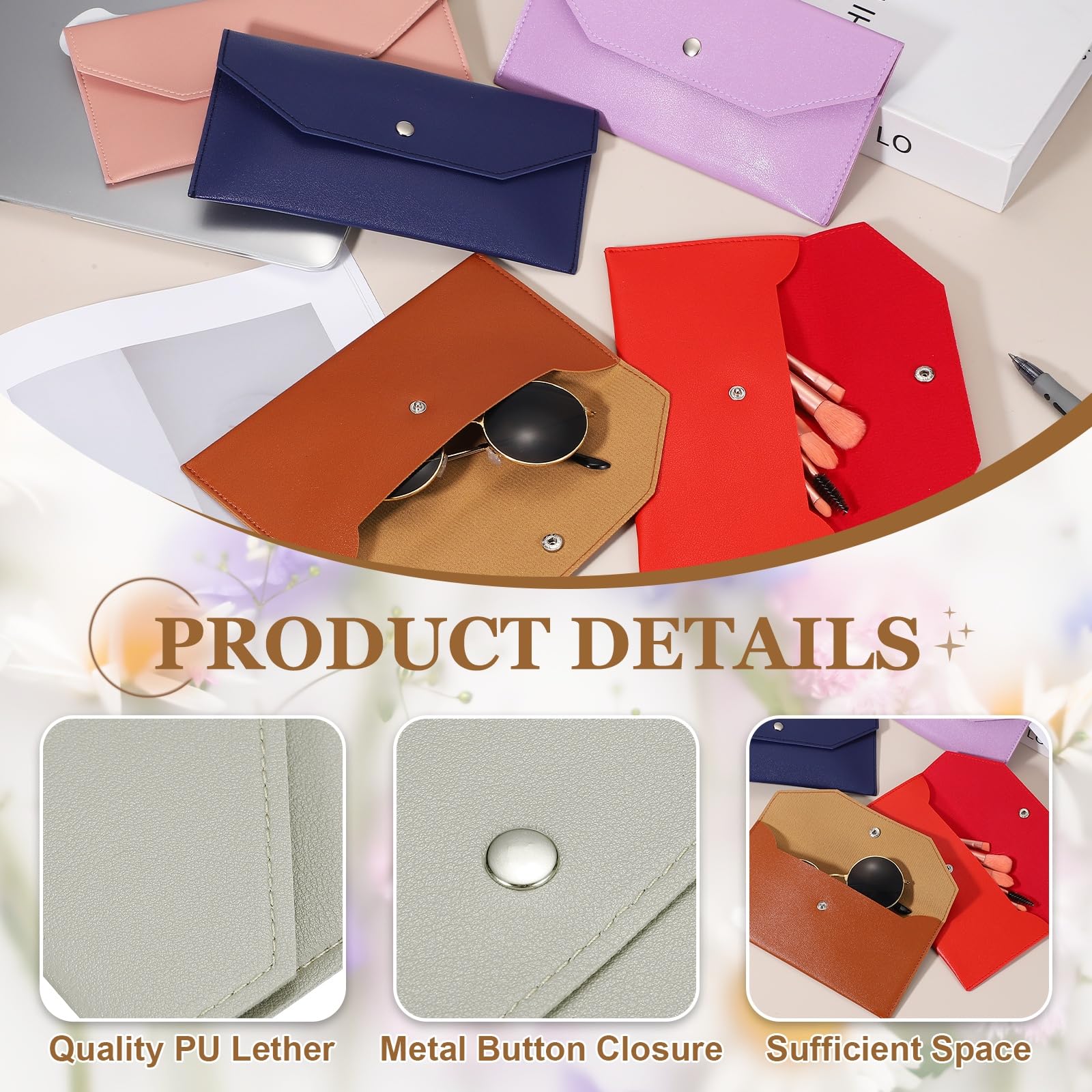 PATIKIL 12Pcs PU Leather Envelope Wallet Card, Reusable Money Pouch Small Leather Organizer Pouch for Women Men Travel,Light Gray - Image 3
