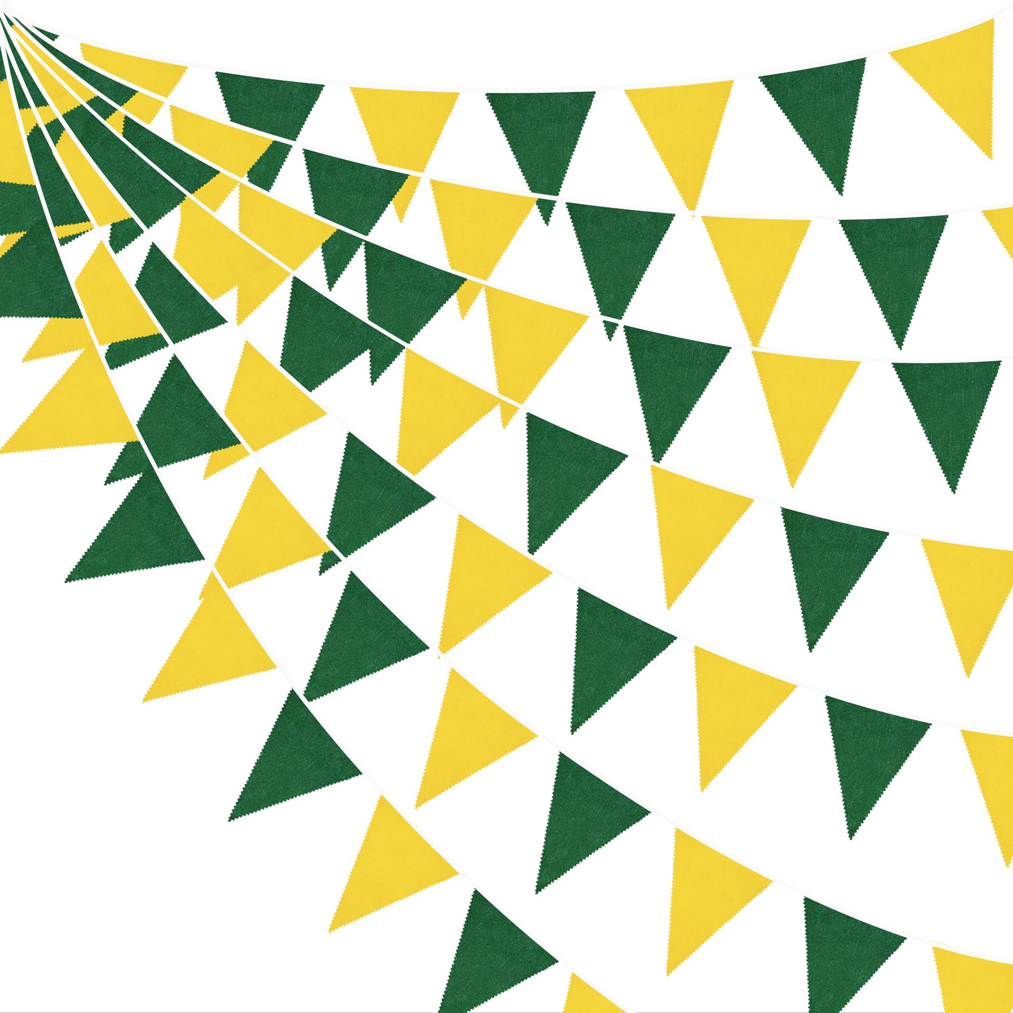 46Ft Yellow Green Burlap Banner Triangle Flag Party Decorations Green Yellow Linen Fabric Pennant Bunting Streamer for Master Golf Birthday Wedding Baby Shower Rustic Spring Summer Jungle Party — image 1