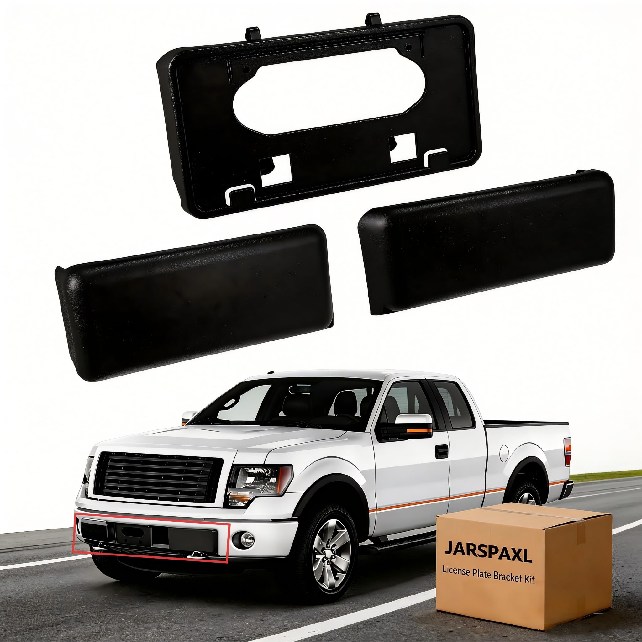 Photo 1 of 1 Set for Ford F-150 2009-2014 Front Bumper Guards Pads & License Plate Frame Bracket, OEM Style Bumper Insert Pads Cap License Plate Frame Holder for F150 9L3Z17E810B 9L3Z17A385A FO1053100 FO1068134