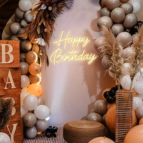 Miniatura 6 de Kavaas Letrero de neón de feliz cumpleaños de 11.8 x 11.8 pulgadas, grabado en 3D, letrero de feliz cumpleaños con luz LED para telón de fondo,