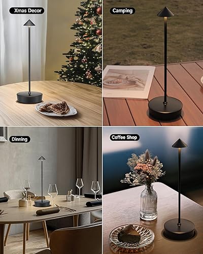 Miniatura 2 de Lámpara de mesa LED inalámbrica, paquete de 2, batería de 7000 mAh, luz de mesa para exteriores, impermeable, para restaurante, patio, camping,