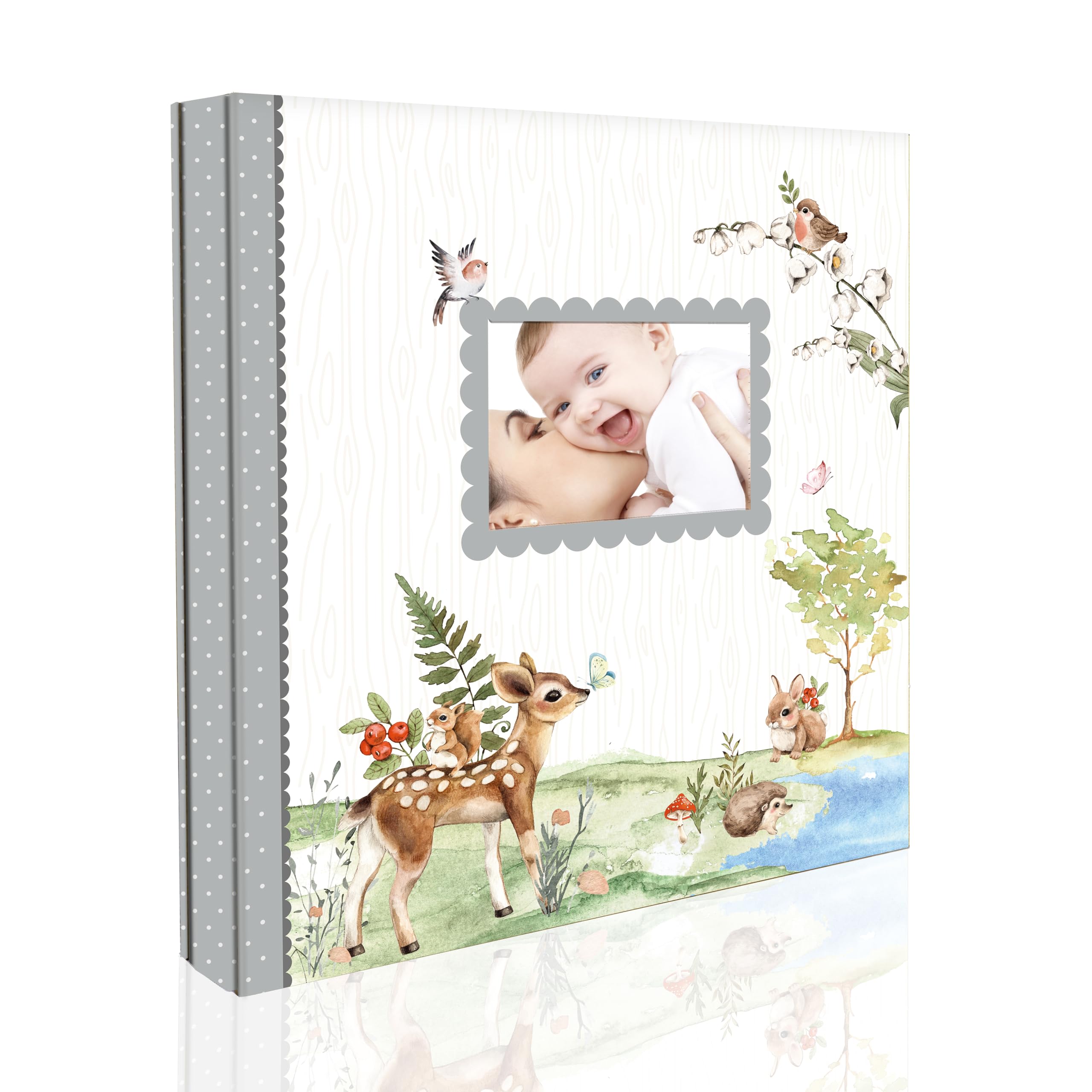Holoary Album na zdjęcia dla niemowląt, 4 x 15 cm, 500 zdjęć, pamiątka dla noworodka, prezent dla chłopca, dziewczynki i nowych rodziców, zwierzęta leśne, albumy ze zdjęciami dla niemowląt