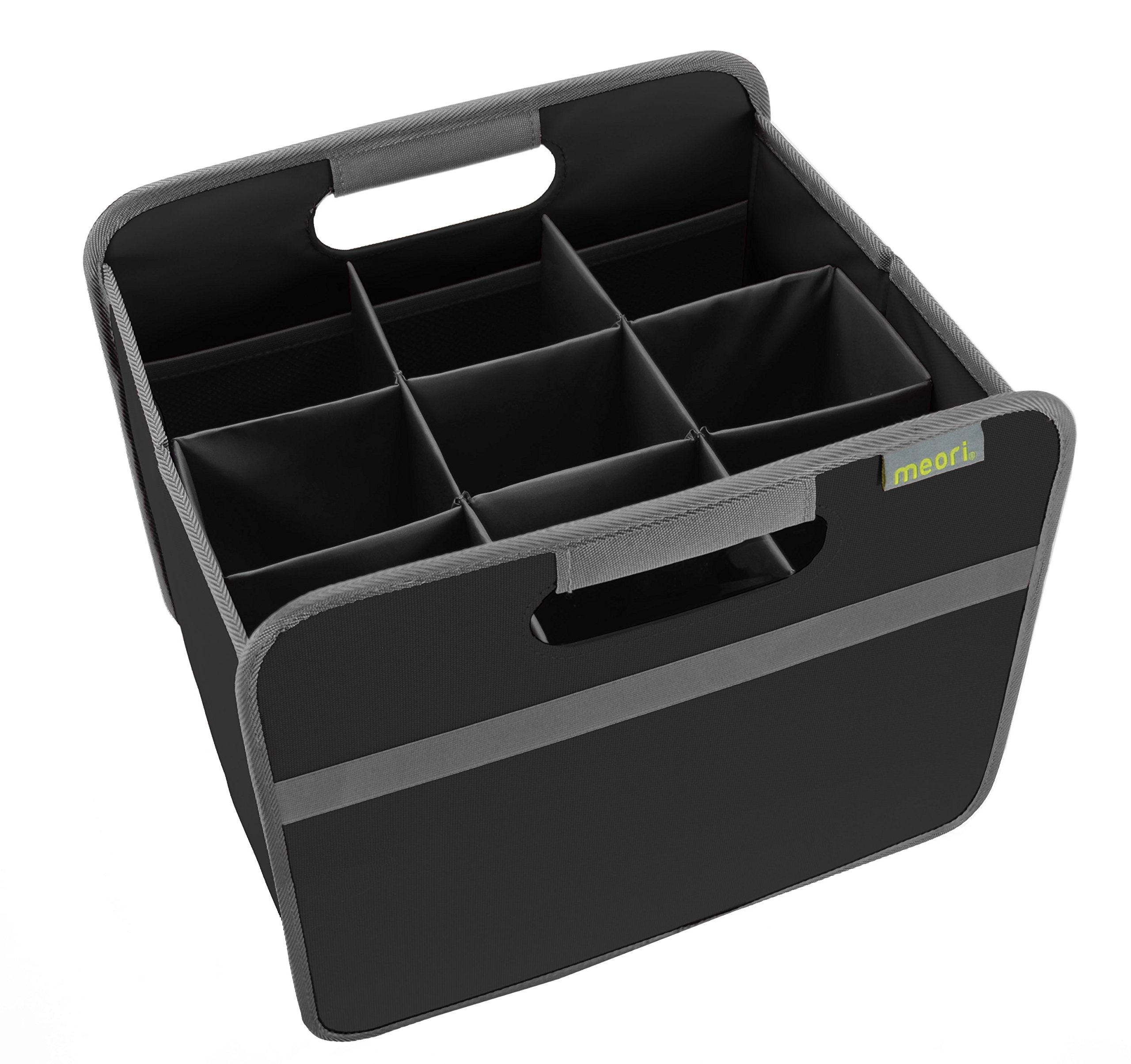 meori Black Foldable Wine Carrier 9 Slot Lava Collapsible Storage Tastings Grocery Shopping Car Bottles Milk Soda Beer B100339