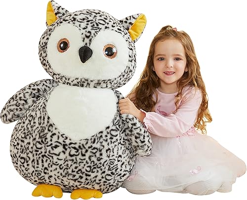 EARTHSOUND Juguete de peluche de búho gigante, 23 pulgadas, juguetes suaves grandes y bonitos, tamaño grande, peluche grueso de gran tamaño, regalos