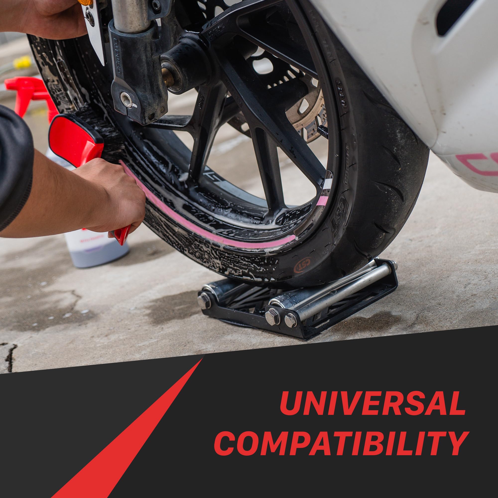 Maxshine Support Universel pour Roues de Moto – Outil de Nettoyage de chaîne Portable et d'entretien des pneus pour Motos – Support de Nettoyage de Roues Compact et Robuste avec Base antidérapante