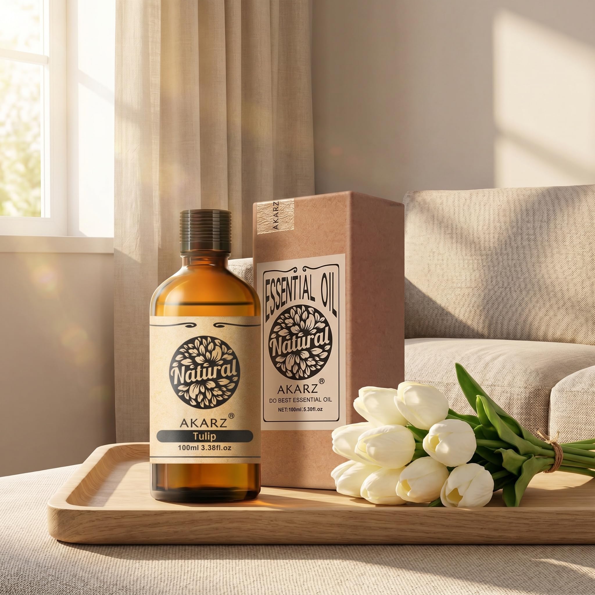 AKARZ 100ml Olejek esencjny z Tulipana - Naturalny olejek aromatyczny do dyfuzorów, lamp aromatycznych i aromatów pomieszczeń