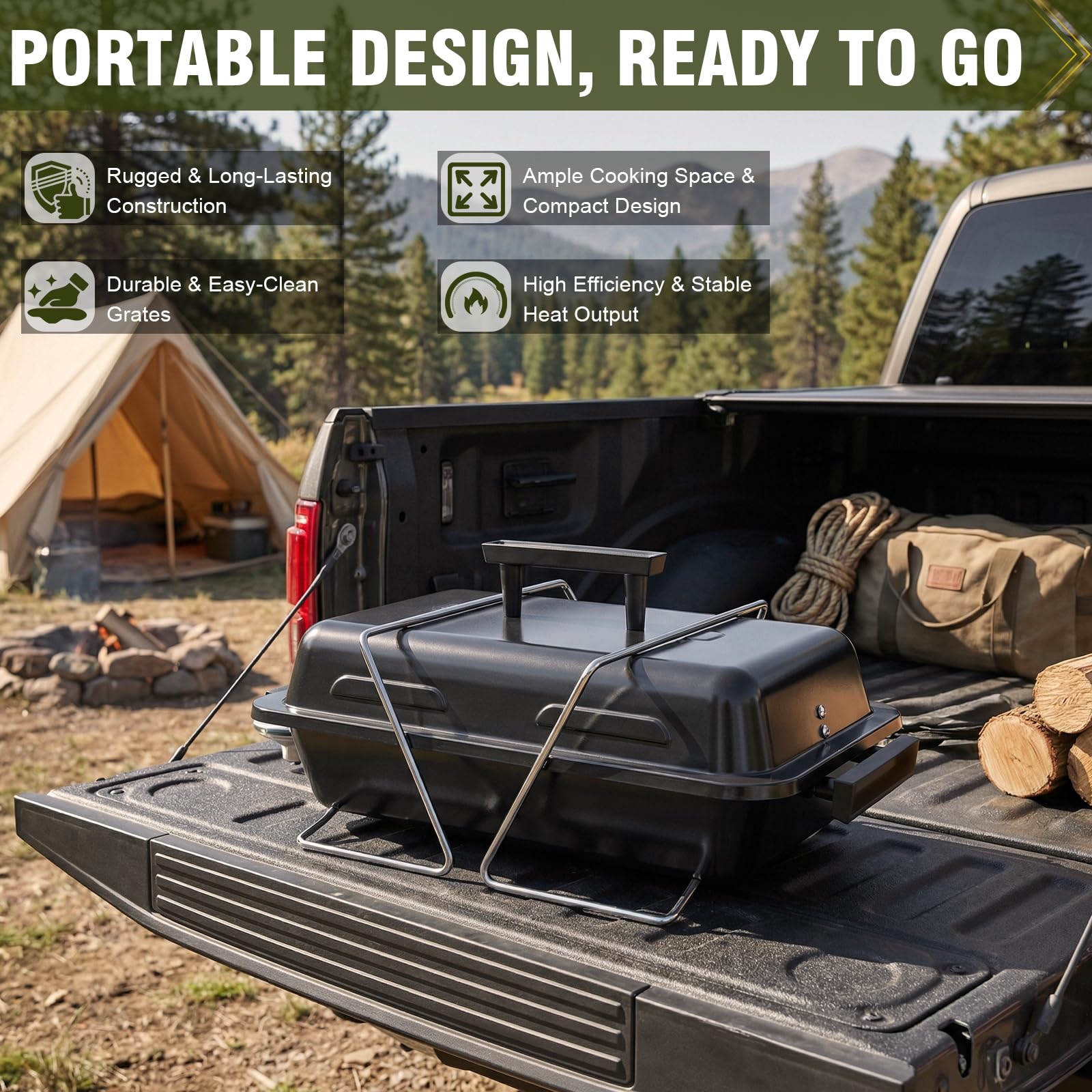 BESTFIRE Portable Propane Grill - Camping & Road Trip Ready -6