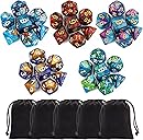 CiaraQ Polyhedral Dice Set - DND Role Playing Dice for Dungeons and Dragons RPG Table Games, Double-Color, 35pcs