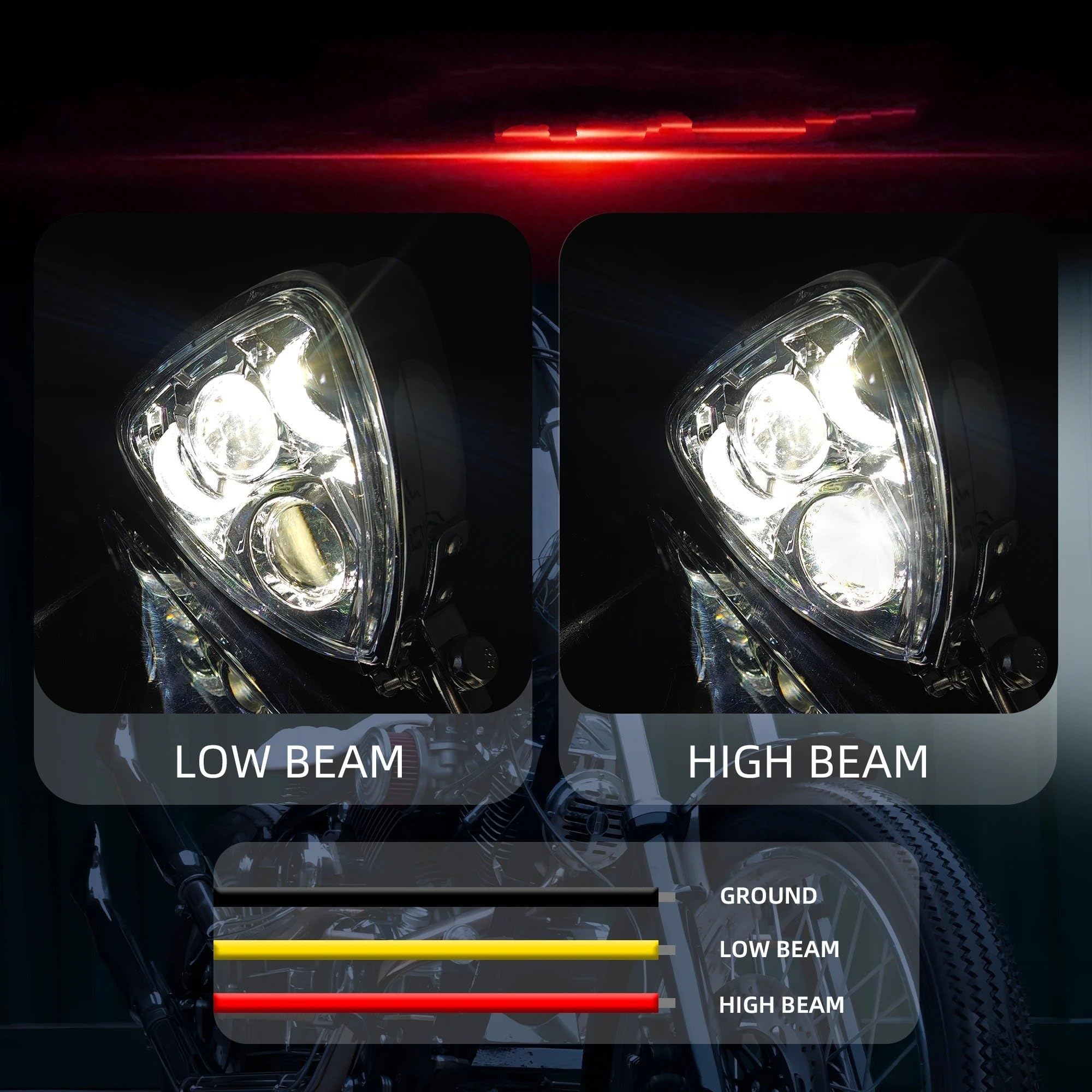 Faro Led Moto Soporte De Conexión Para Luz Triangular Doble Para Touring Cafe Racer, Chopper Y Bobber