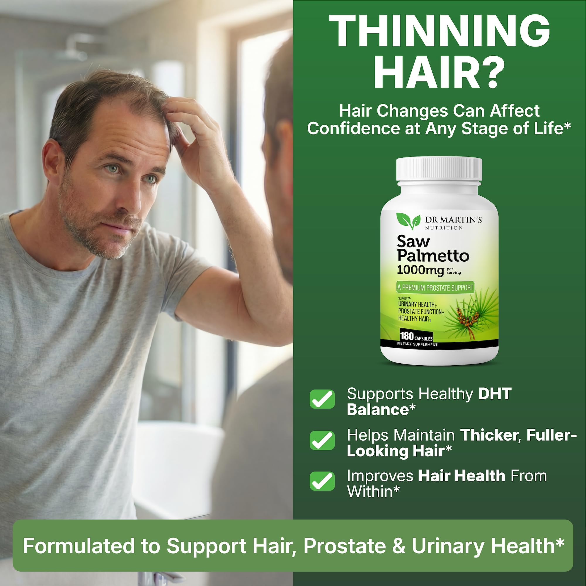 USA Grown Saw Palmetto | 180 Capsules Prostate Health Supplement | Hair Growth for Men & Women | Support to Help Maintain Normal Urination Frequency & Natural DHT Blocker to Help Prevent Hair Loss — Amazon image 4