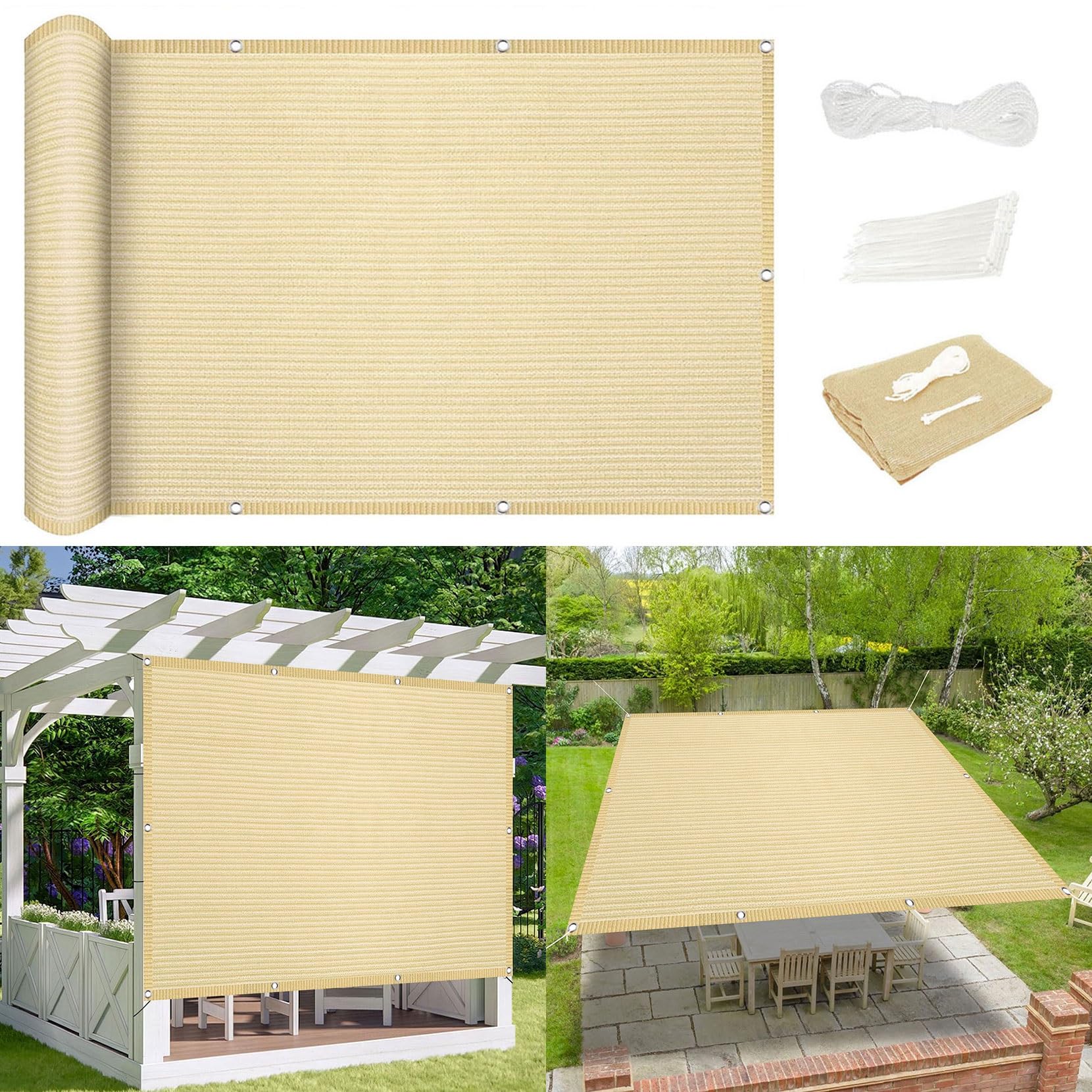 Voile d'ombrage contre la chaleur et les UV 260x350 crème
