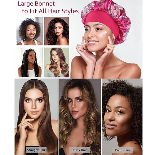 Miniatura 3 de Gorro para dormir de mujer de satén de banda ancha para la belleza y cuidado del cabello, cabello rizado ensortijado o gorro para quimioterapia,