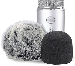 SUNMON Furry Windscreen and Sponge Foam Cover for Blue Yeti, Blue Yeti Pro USB Condenser Microphone, Indoor Outdoor Blue Yeti Pop Filter, 2 PACK