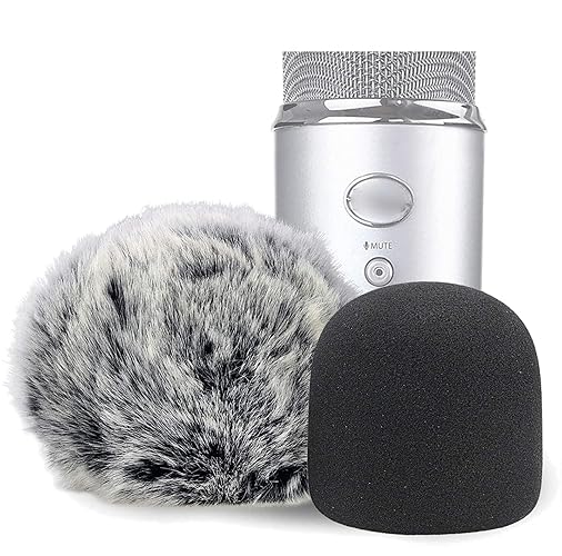 SUNMON Blue Yeti Pop Filter Set - Furry Mic Windscreen and Sponge Mic Cover for Blue Yeti, Blue Yeti Pro USB Condenser Microphone, Indoor Outdoor Use, 2 PACK - Furfoamkit