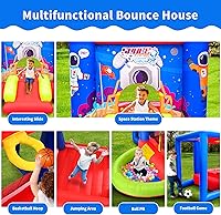 Vista 4 de Casa de Rebote Inflable con Tobogán, Castillo Hinchable con Soplador para Casa de Juego de Niños con Piscina de Olas