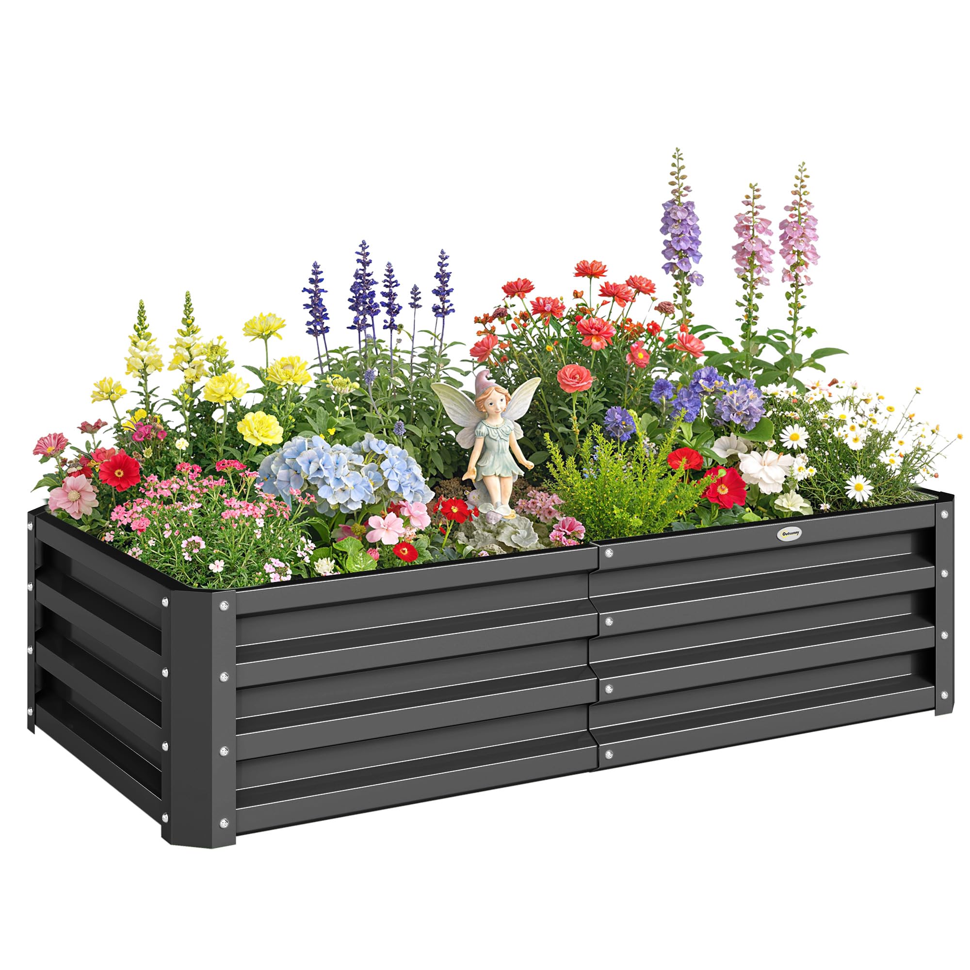 Outsunny 216L Raised Garden Bed, 120 x 60 x 30.5cm, Grey