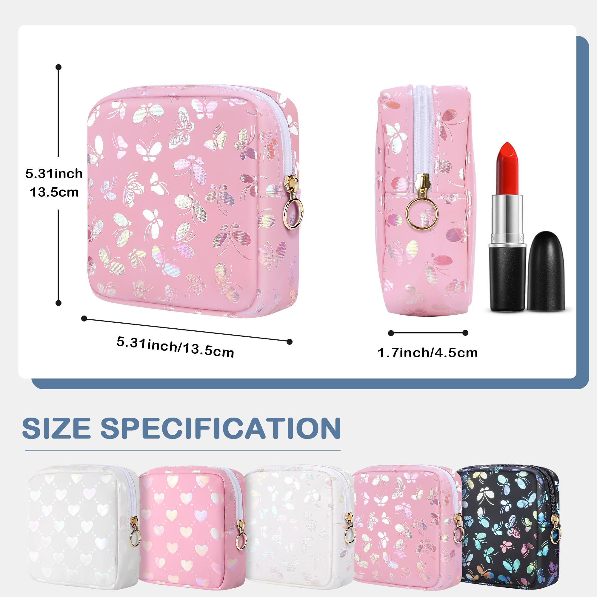 Bolsa de almacenamiento de servilletas sanitarias de cuero para niñas y mujeres, bolsa de almacenamiento portátil para servilletas sanitarias para el período, rosa-mariposa, Moda 2