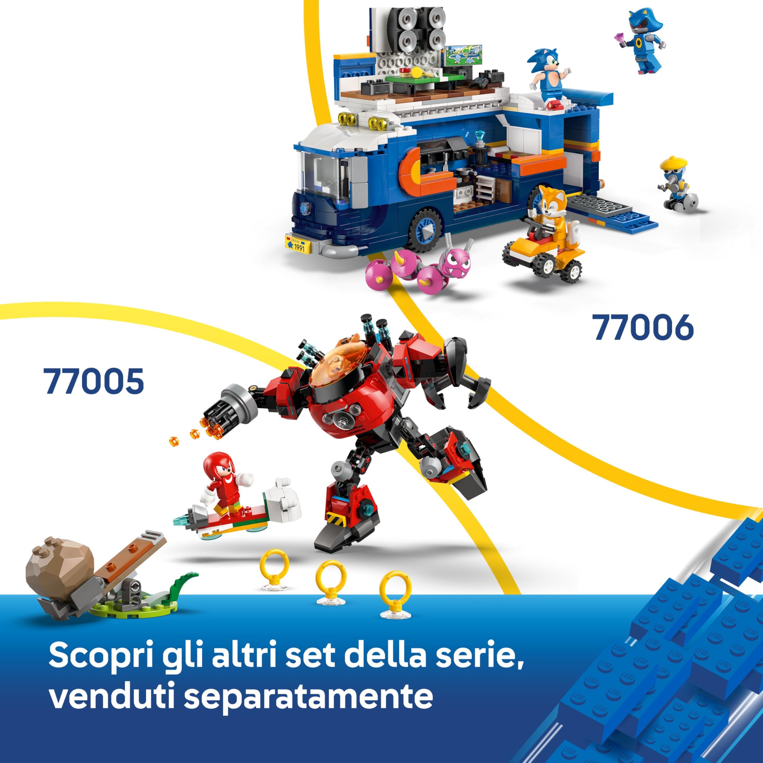 LEGO Sonic the Hedgehog Team Sonic Command Truck Toy - Interactive Set with an ATV Car & 5 Figures incl. Tails - Gift for 8+ Year Old Boys, Girls & Gaming Fans - 77006 | Set interattivo, auto ATV e 5 figure incl. Code, giocattolo da costruzione, regalo pe