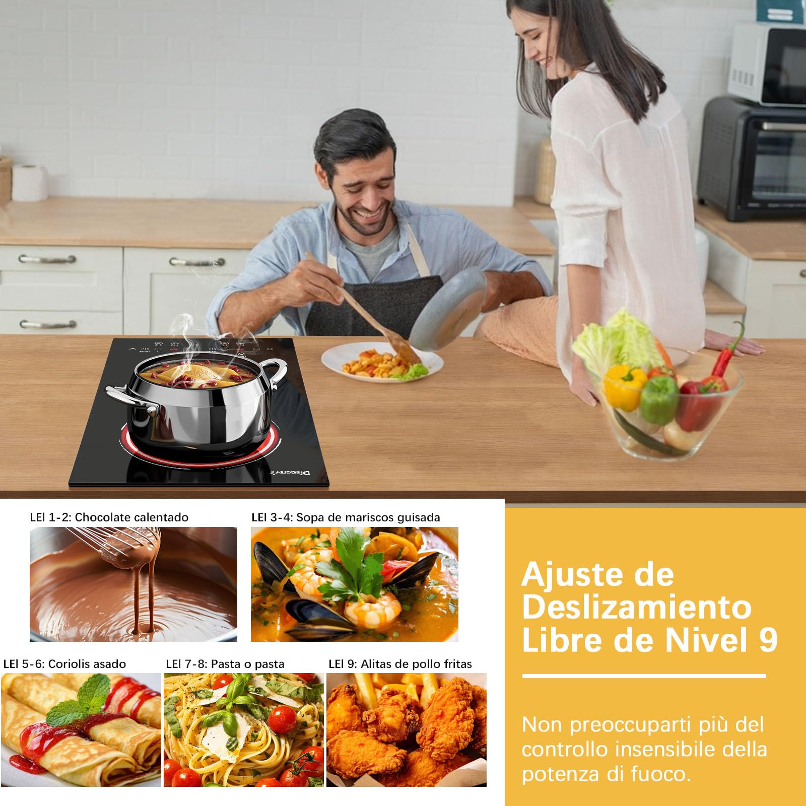Placa Vitrocerámica 2 Fuegos 3000W, Vitroceramica Induccion Empotrable, Placa Electrica Cocina con Función de Pausa, Nivel de Potencia 9, Control de Tacto, Cronómetro | Función de pausa, temporizador, seguridad infantil, 9 niveles de potencia, 30 cm, 3000