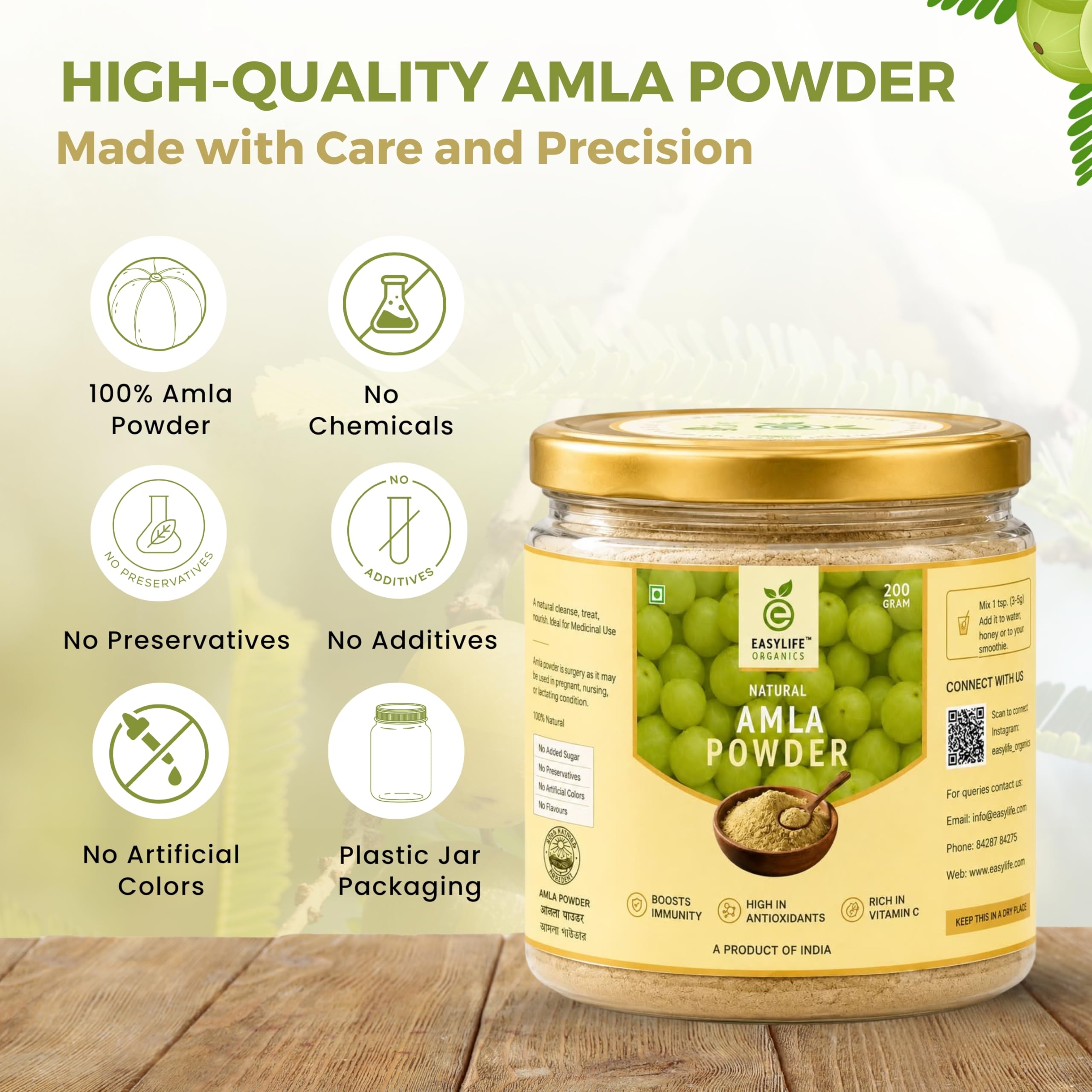 Amla Powder for Eating | Premium Seedless Indian Gooseberry Powder | Food Grade | No Preservatives | Easy to Mix | Suitable for Drinks, Smoothies & DIY Hair Care | 200g — Amazon image 6