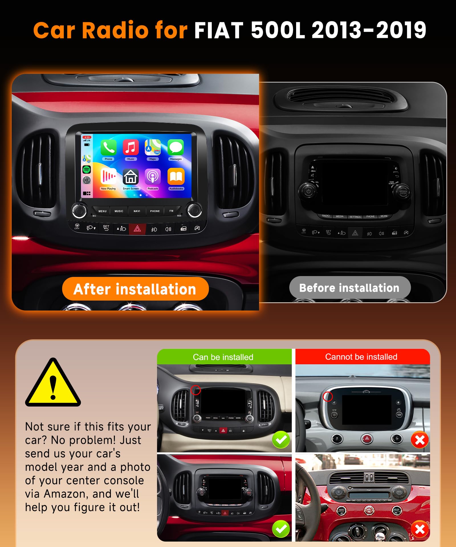 VECHTEL 8 CORE 6G+128G Autoradio Android 15 per FIAT 500L 2013-2019, 7 Pollici HD IPS Touchscreen Stereo Auto co Carplay Android Auto senza Fili GPS Wi-Fi USB Bluetooth Radio FM RDS Retrocamera