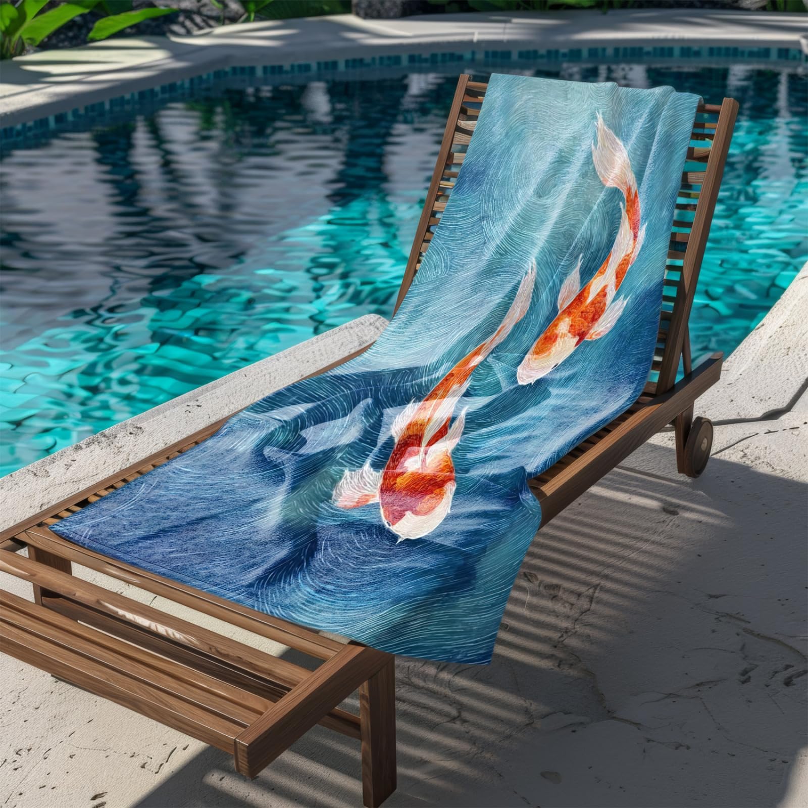 Generico Telo Mare Microfibra 200X100 Oro Arancione Koi Asciugatura Rapida Telo da Spiaggia Sabbia Per Donna Uomo Viaggi Vacanze Nuoto Campeggio