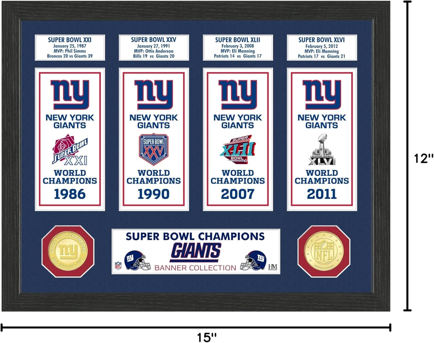 Highland Mint New York Giants 12'' x 15'' Super Bowl Banner Collection Photo Mint