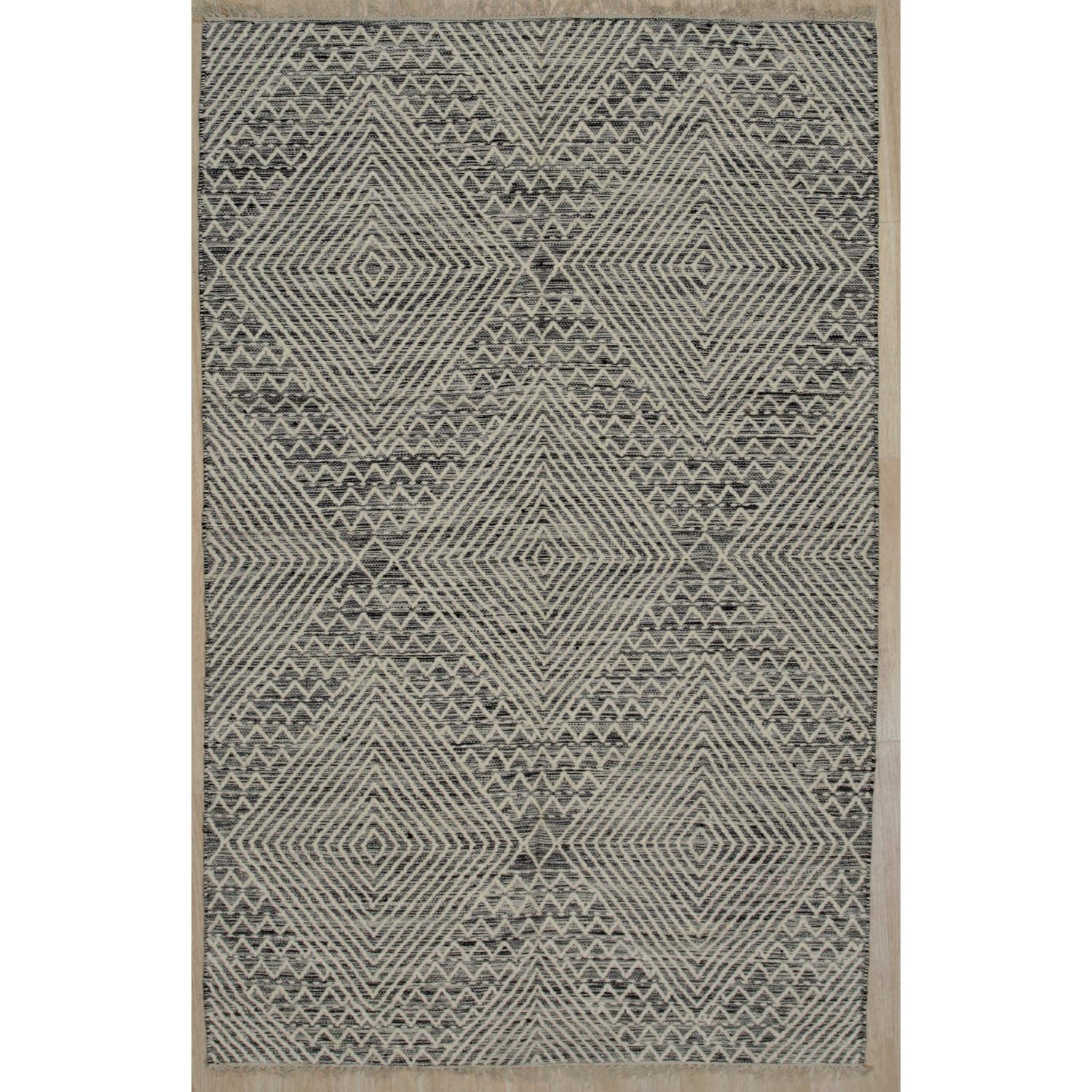 EORC REH37BL2X6 Handwoven Wool Punja Killim Rug, 2' x 6', Black