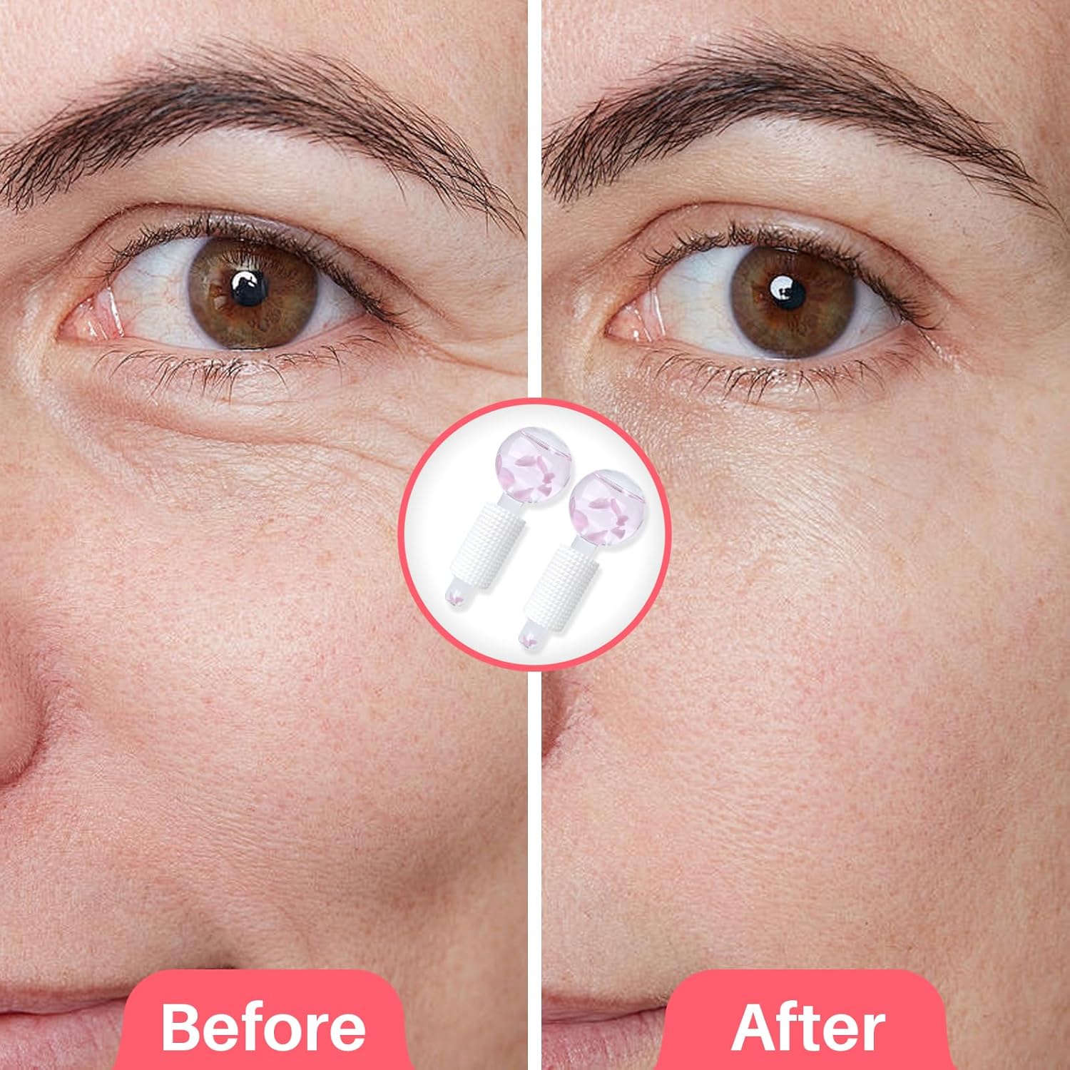 Ice Globes & Ice Roller for Face and Eyes - Facial Massage Tools for Skin Care, Reduce Wrinkles & Puffiness, Cooling Globes & Roller Ball for Glowing Skin 2PCS (Pink) - Image 5