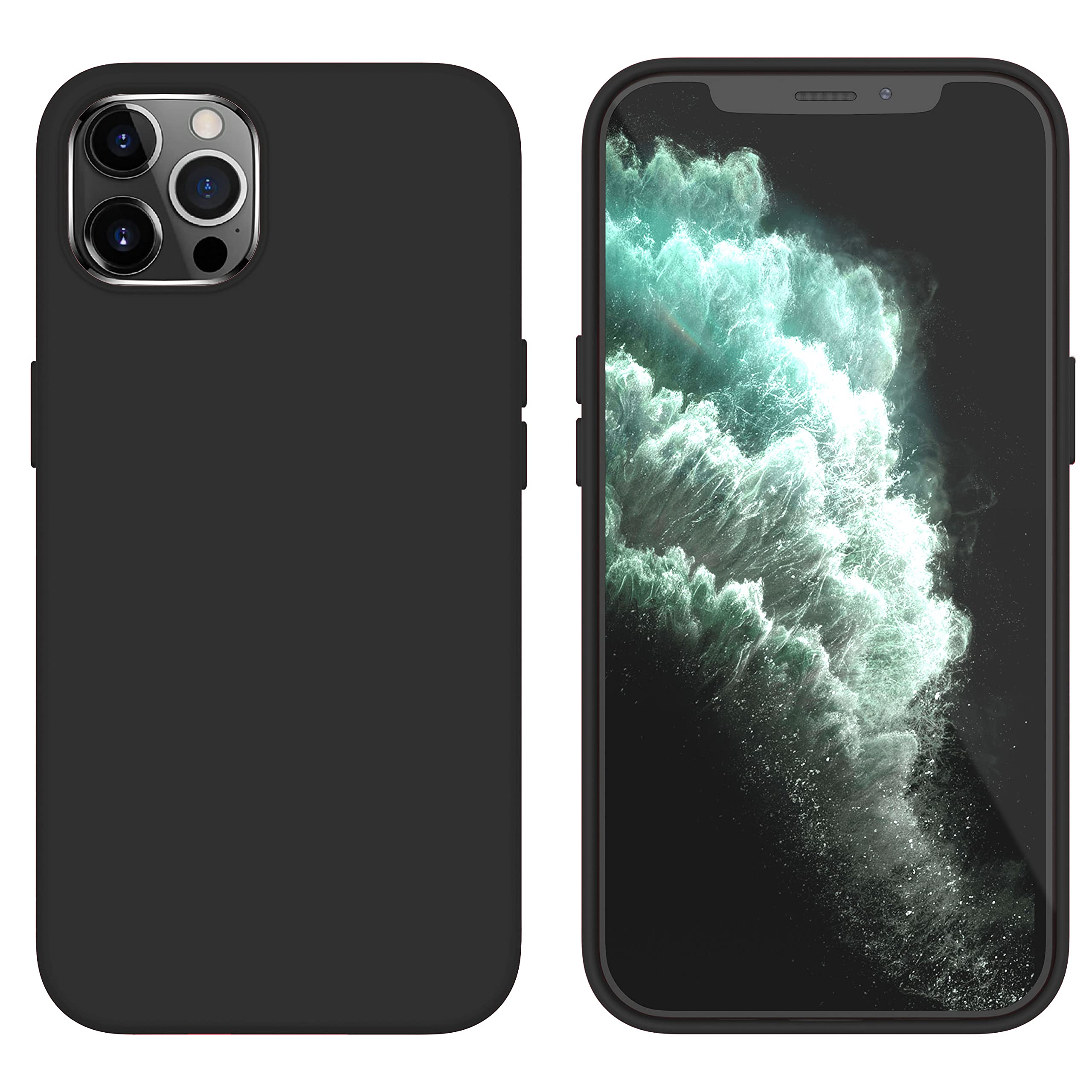 XONDA Origin Liquid Silicon Case Compatible with iPhone 13 Pro with Built-in Magnets for Compatible Wireless Chargers & Accessories (Black)