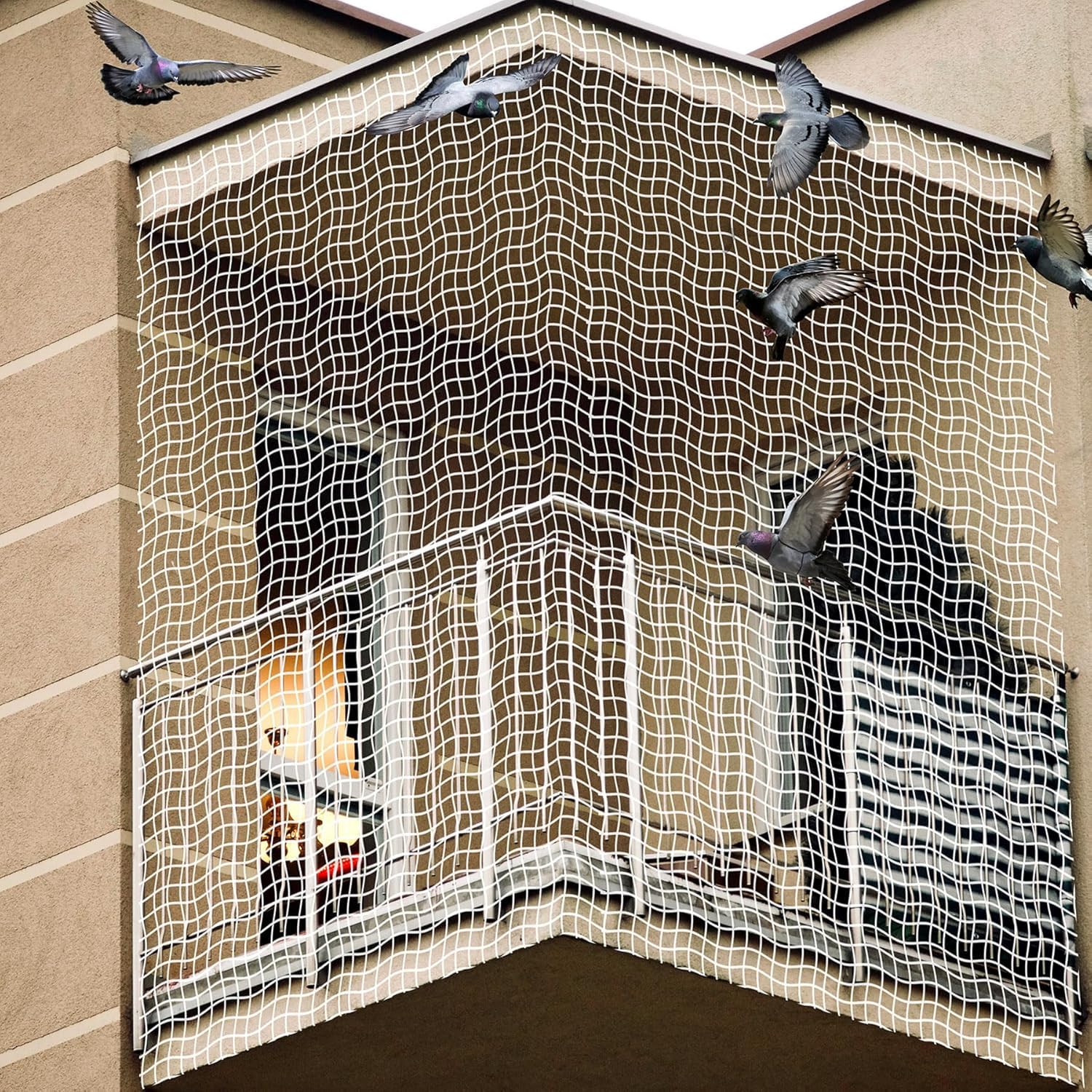 Param Enterprises Pigeon Nets for Balconies (10X6 Ft, White), Anti Bird Control Net-image-48