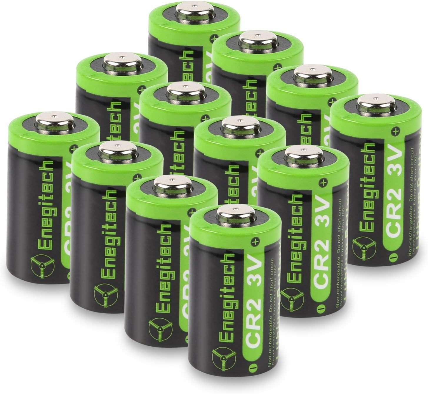 Enegitech CR2 Lithium Battery 3V 800mAh 12 Units with PTC Protection DL-CR2 for Golf Rangefinder Baby Monitor Flashlight Funifilm Instax MINI55
