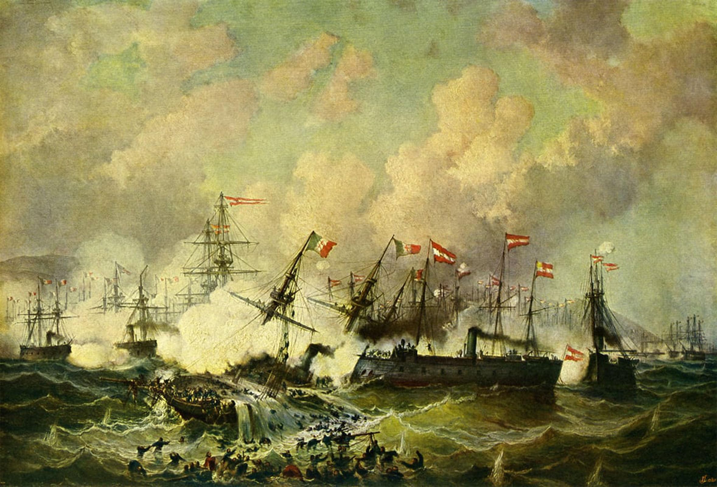 Affiches et gravures la bataille navale de Lissa, toile de peinture moderne 60x90cm
