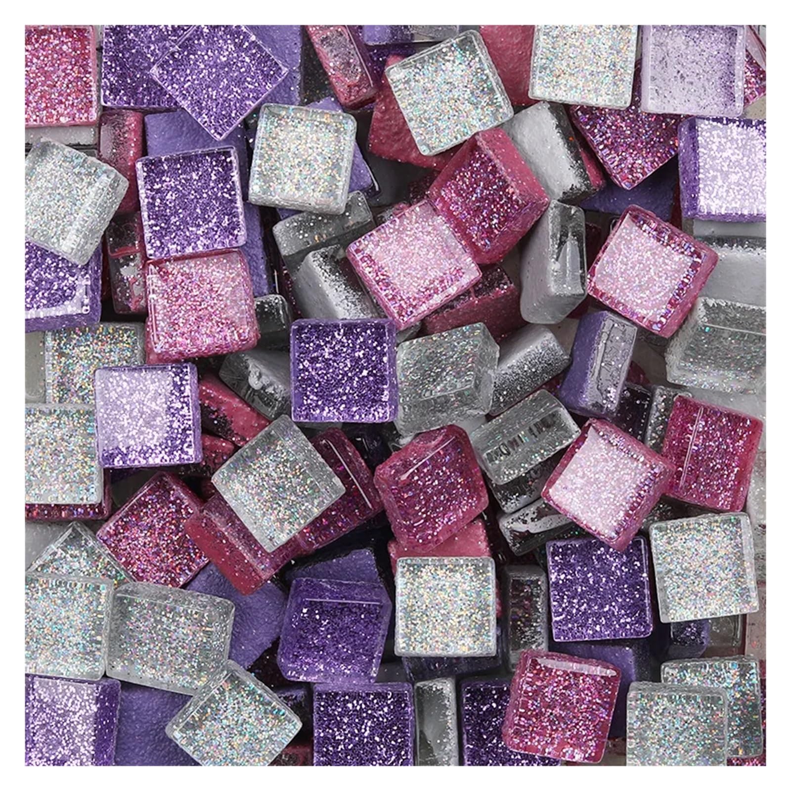 Sppeoukj Color8 50Pcs Diy Mix Color Glitter Glass Mosaic Stones Mosaic Tiles Glass Pebbles Crafts Material Puzzle(Color8)