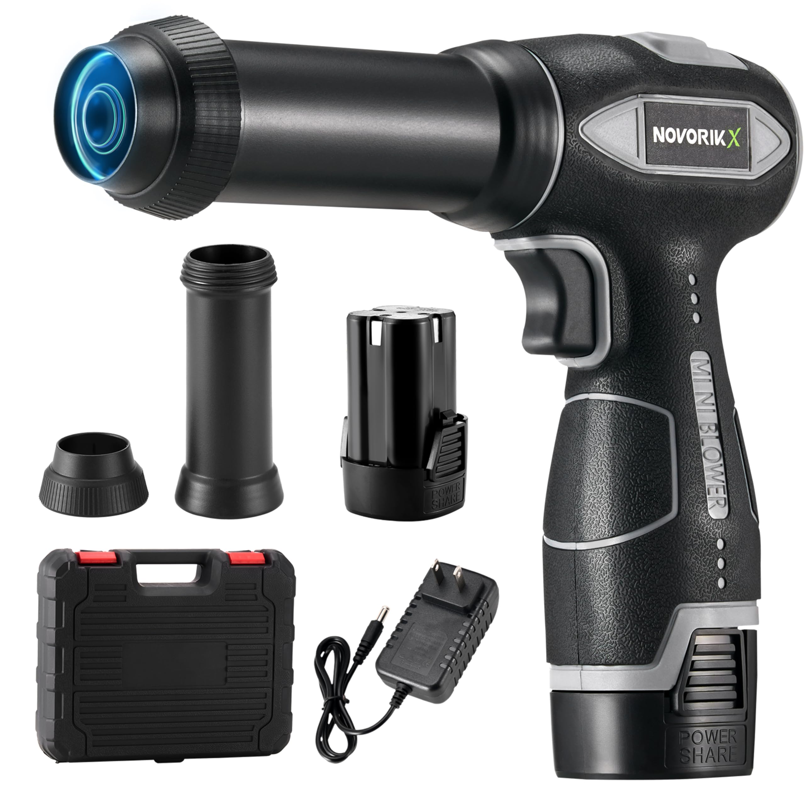 Souffleur sans fil NovorikX 16,8V avec 2 batteries pour entretien de pelouse