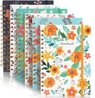 Coopay 6 Pack A5 Spiral Notebook Journal for Women, College Ruled Composition Notebooks Hardcover Spiral Journal, Cute Blooming Floral, Office School Business Supplies, 8.3" x 5.5", 160 Page