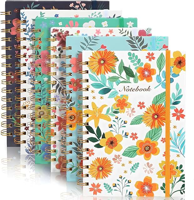 Coopay 6 Pack A5 Spiral Notebook Journal