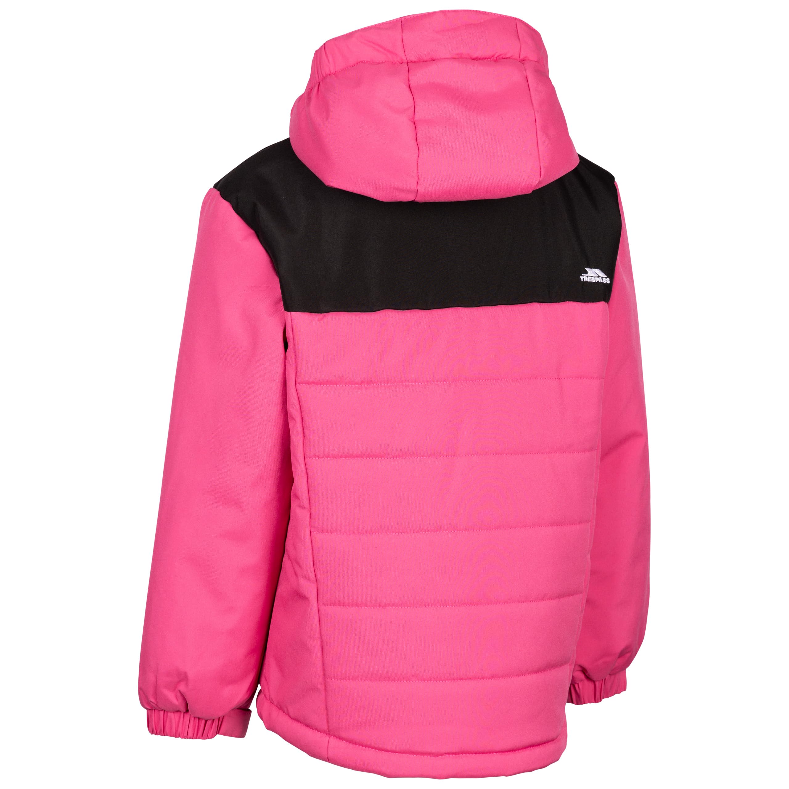 Trespass Kurtka dziecięca Halston - unisex, wodoodporna, wyściełana, pikowane panele, odpinany kaptur, kontrastowy zamek błyskawiczny, kieszenie zapinane na zamek błyskawiczny, wewnętrzna przerwa