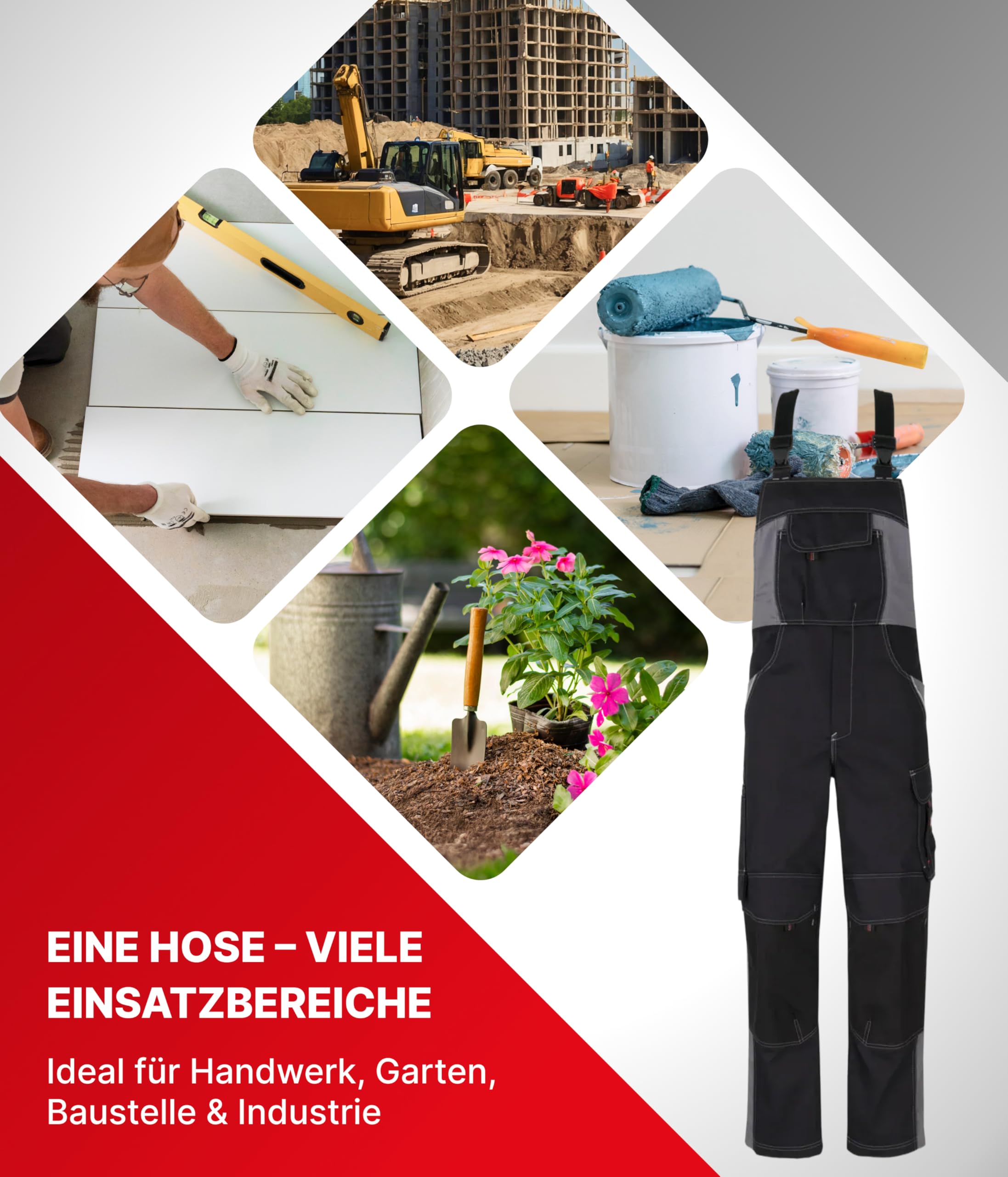 beb™ Latzhose – Komfortable und robuste Arbeitslatzhose mit Cordura Knieverstärkung – Ideal für Industrie & Handwerker – Industriewäschegeeignet - Vielseitige Taschenlösungen – Designed in Germany